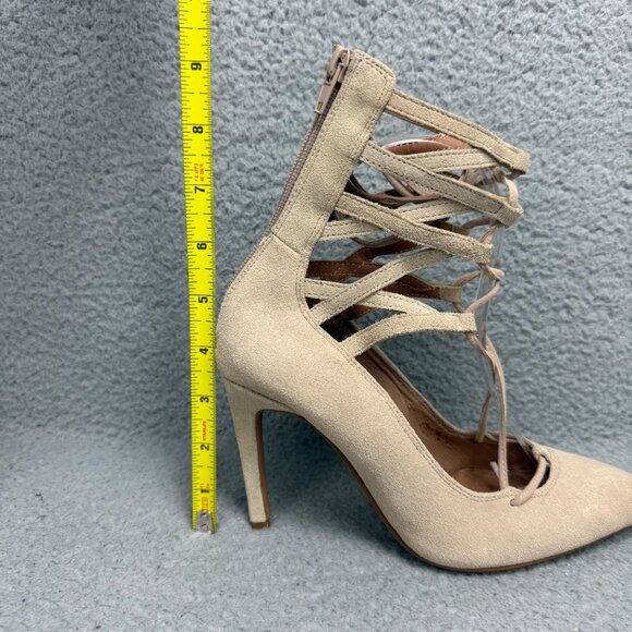 Jeffrey Campbell Pumps Womens 6 Shoes Beige Suede Heels Stiletto Lace Up Cage - Picture 11 of 11